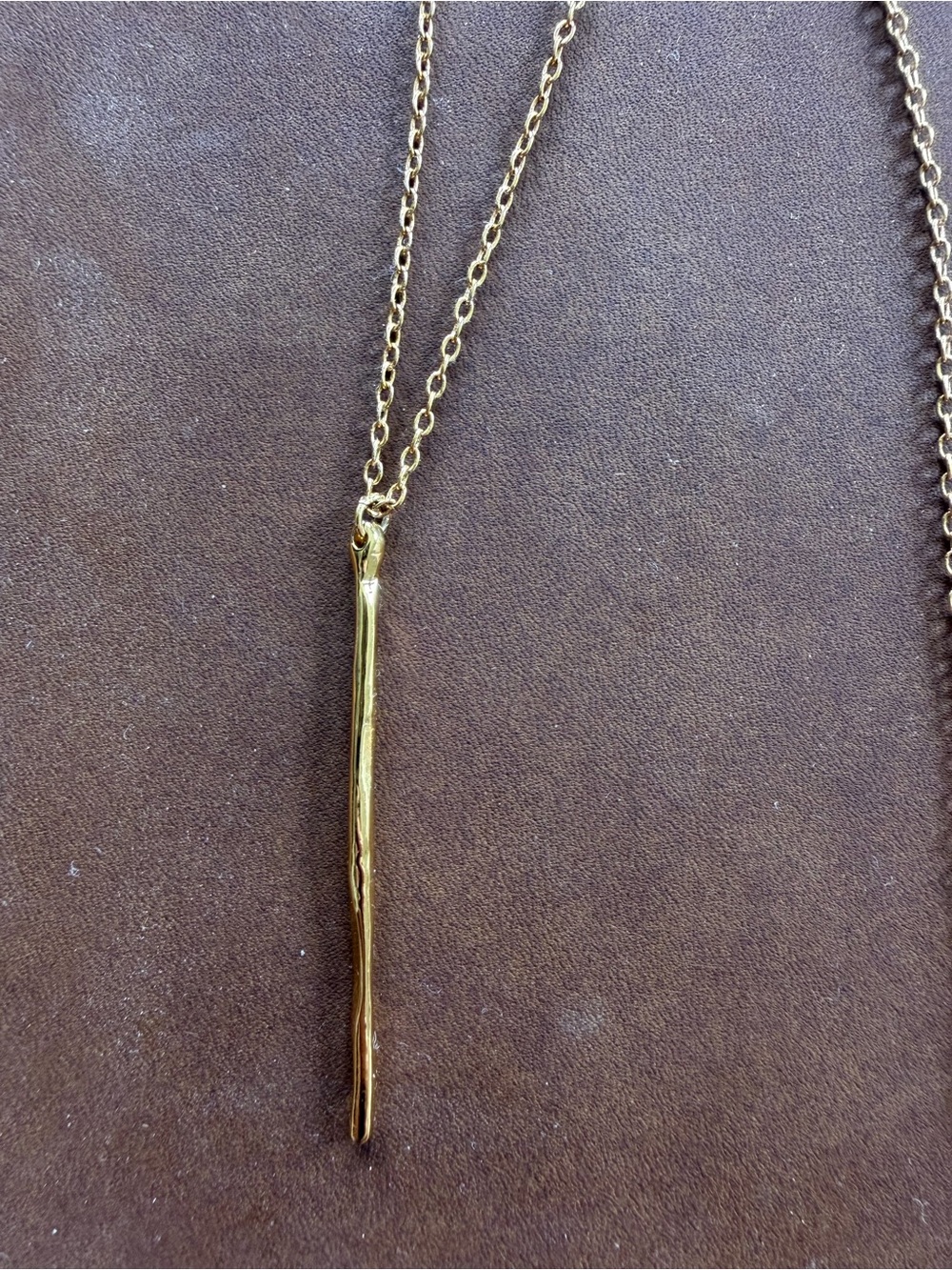 Gorjana Gold Textured Vertical Bar Pendant Layering Necklace